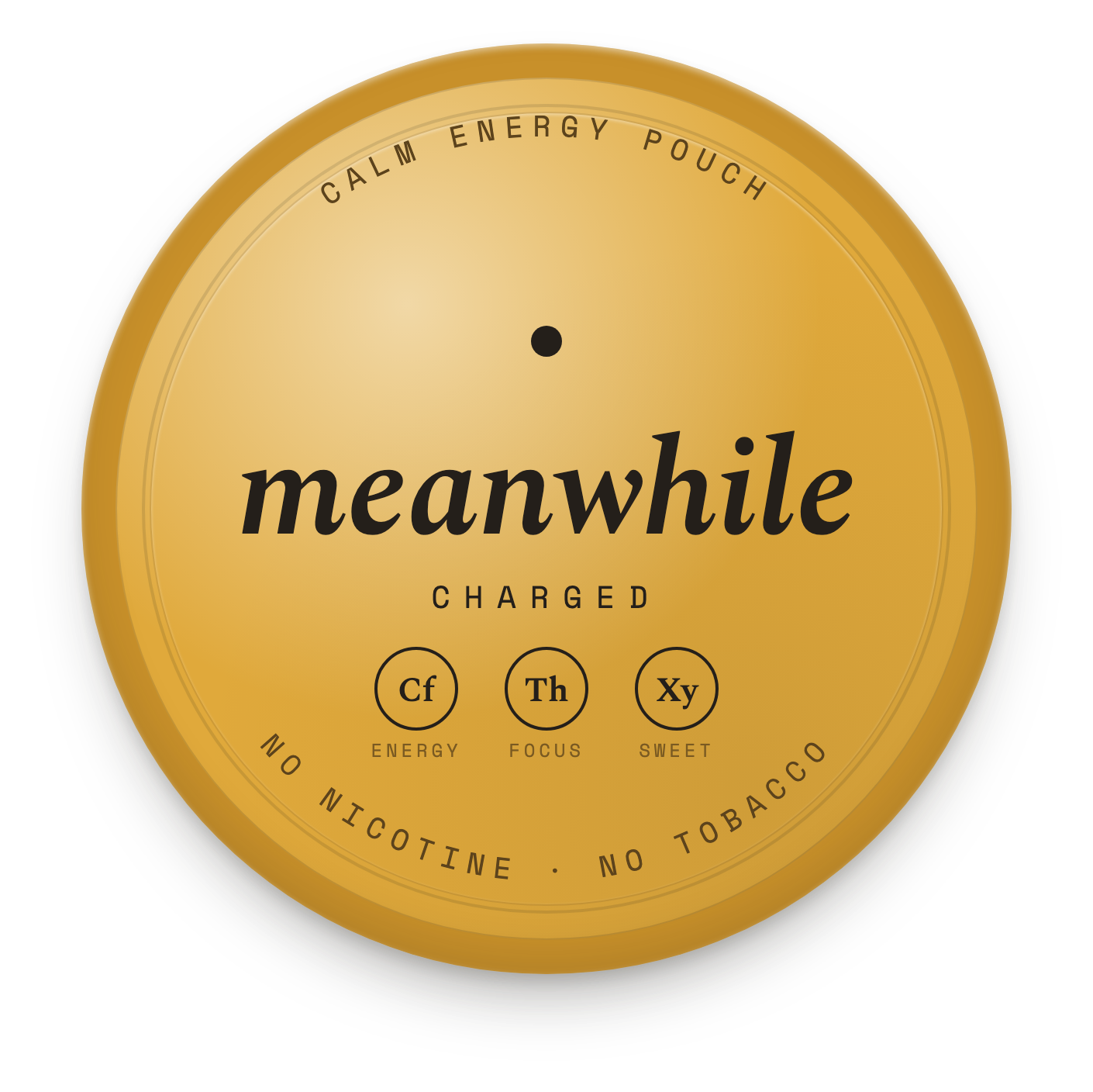 meanwhile · Charged — calm energy mineral pouch tin lid