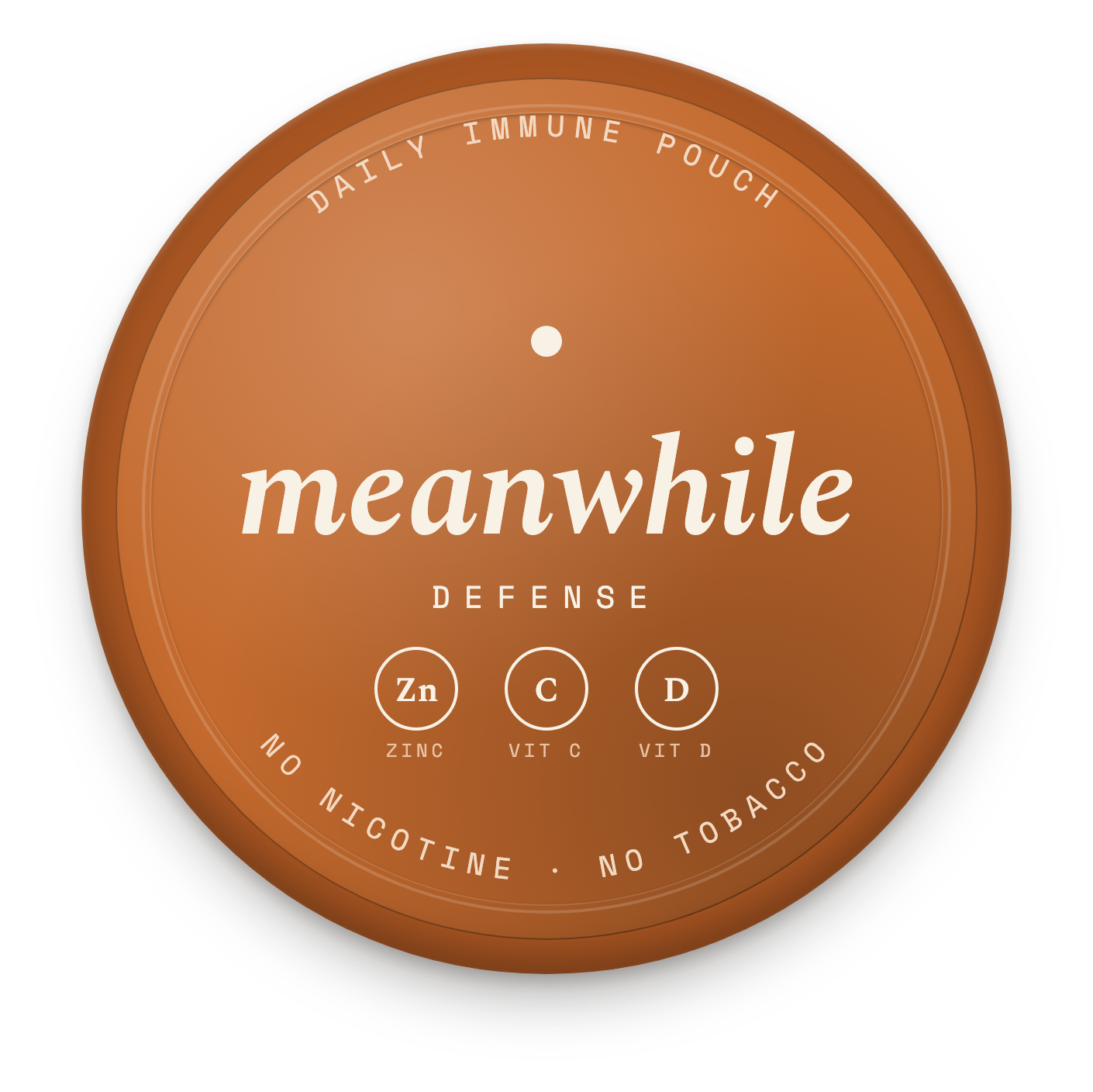 meanwhile · Defense — daily immune mineral pouch tin lid