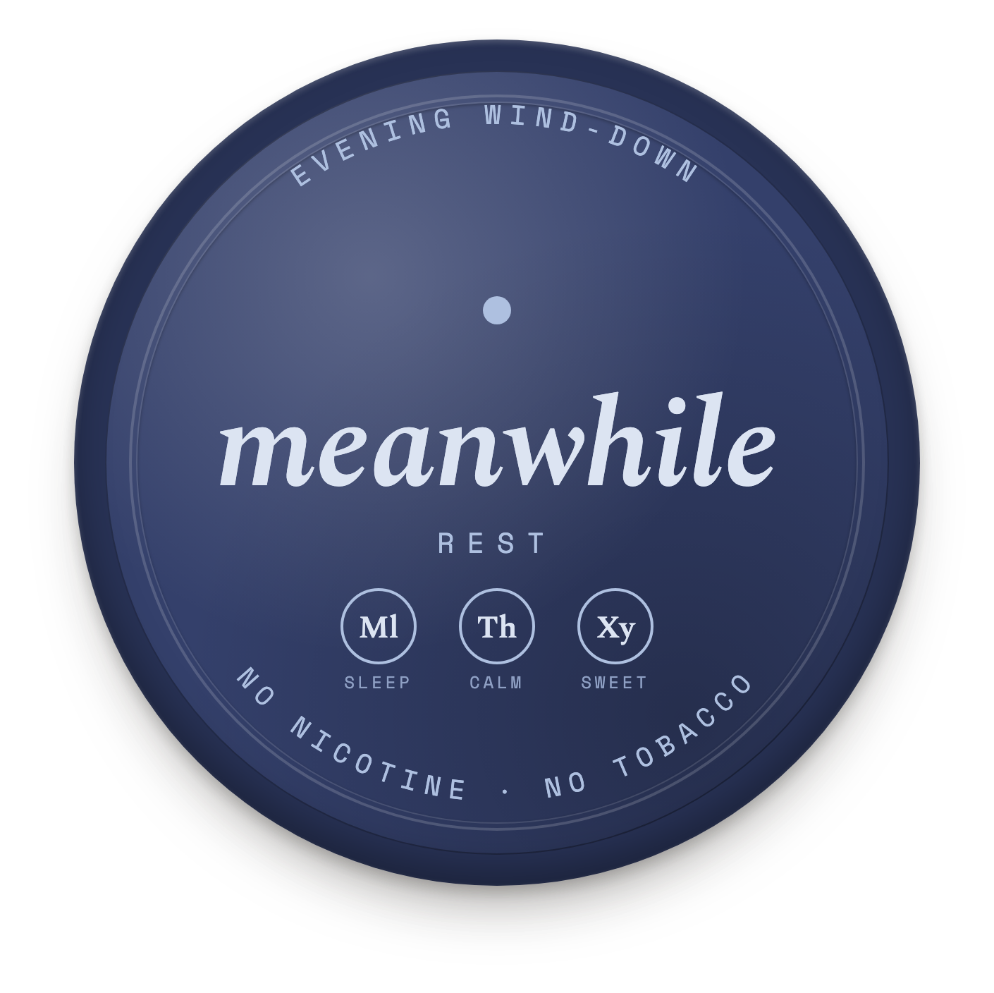 meanwhile · Rest — evening wind-down mineral pouch tin lid